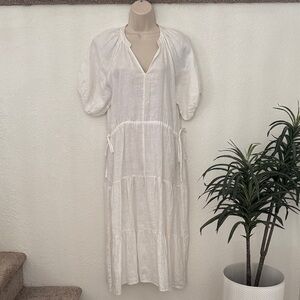 VELVET HEART Women’s White 100% Summer Linen Midi Dress Size Small NWT